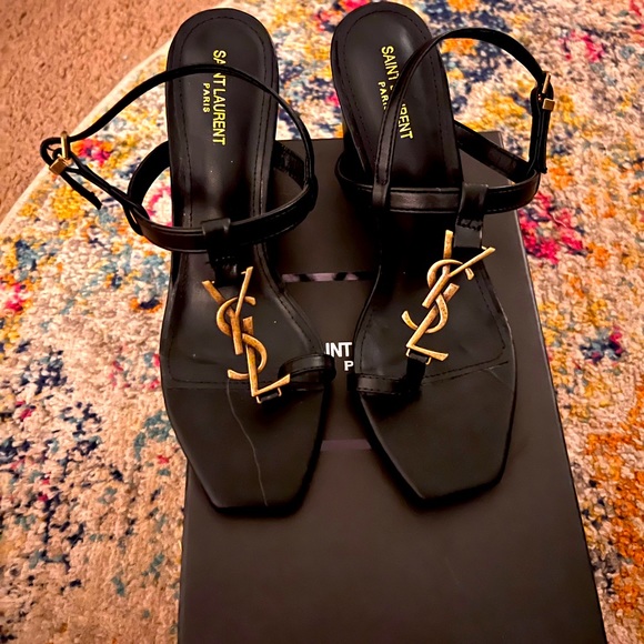 Yves Saint Laurent Shoes - Black Beautiful YSL Heeled Sandals NEVER WORN